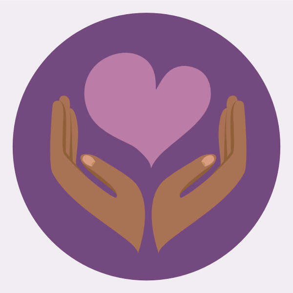 hands with heart care